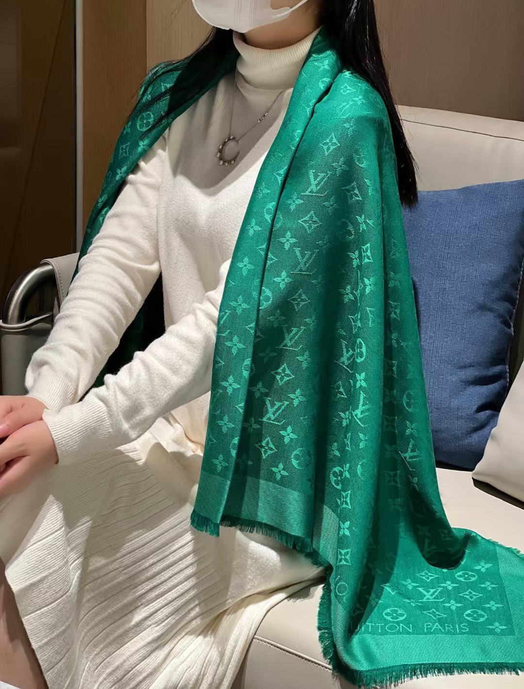 LV Monogram Denim Shawls M75498 Green